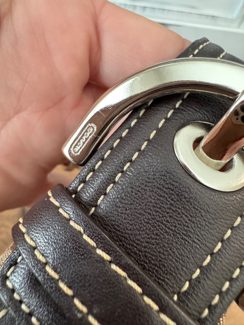Vintage Coach Soho Signature Shoulder Bag 3628 Purse Brown Suede Buckle Y2K - Picture 7 of 11